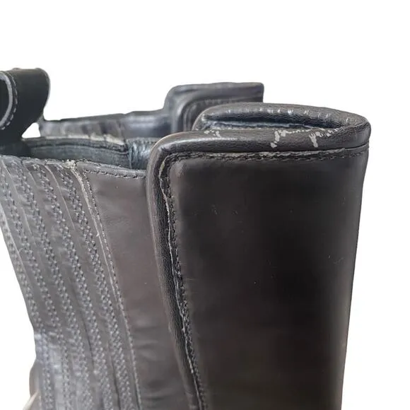 Alexander Wang Addison Platform Leather Heeled Black Blue Boots size 38 size 8