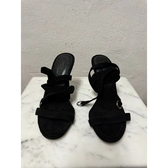 Alexander Wang Black Suede Ankle Wrap Sandals Size 37‎ Us 7