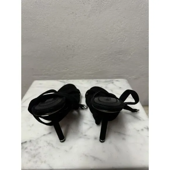 Alexander Wang Black Suede Ankle Wrap Sandals Size 37‎ Us 7