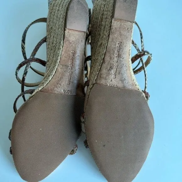ALEXANDRE BIRMAN Python Strappy Espadrille Wedges Size 10.5