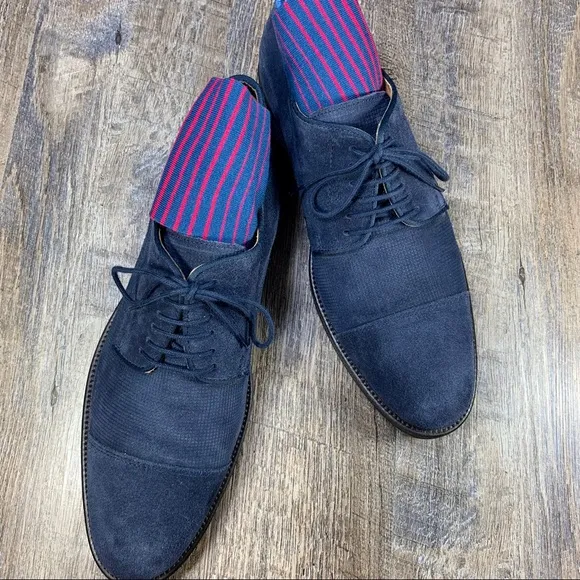 Alfani Blue Suede Shoes Size 11 M, Cap Toe. &quot;Eric&quot;