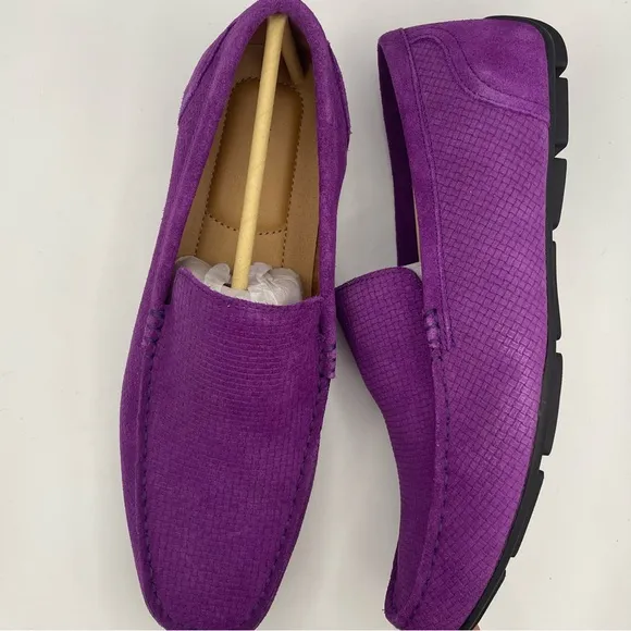 Alfani men suede textured slip on shoes Size 9.5 plum color