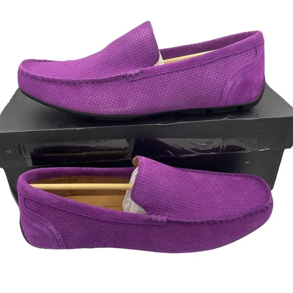 Alfani men suede textured slip on shoes Size 9.5 plum color