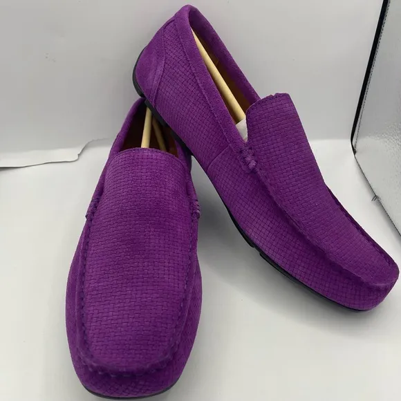 Alfani men suede textured slip on shoes Size 9.5 plum color