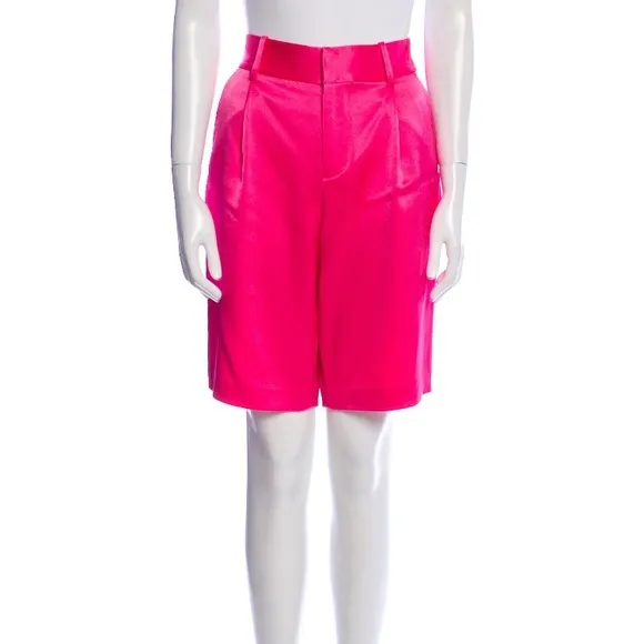 ALICE AND OLIVIA Eric Wild Pink Satin Bermuda Knee Length Dress Shorts NWT