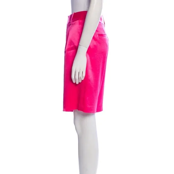 ALICE AND OLIVIA Eric Wild Pink Satin Bermuda Knee Length Dress Shorts NWT