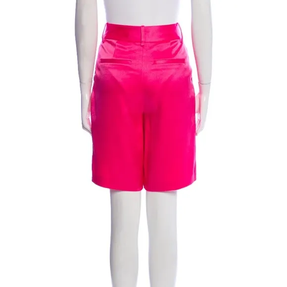 ALICE AND OLIVIA Eric Wild Pink Satin Bermuda Knee Length Dress Shorts NWT
