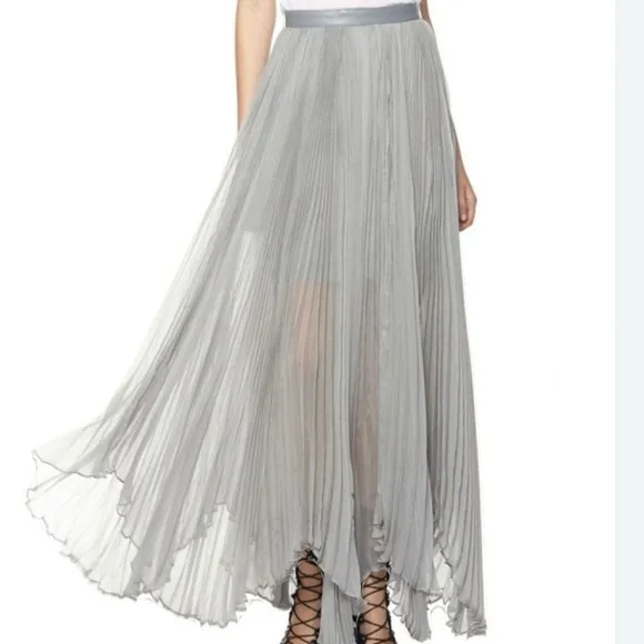 Alice   Olivia Ava Pleated Maxi Skirt 2 Gray