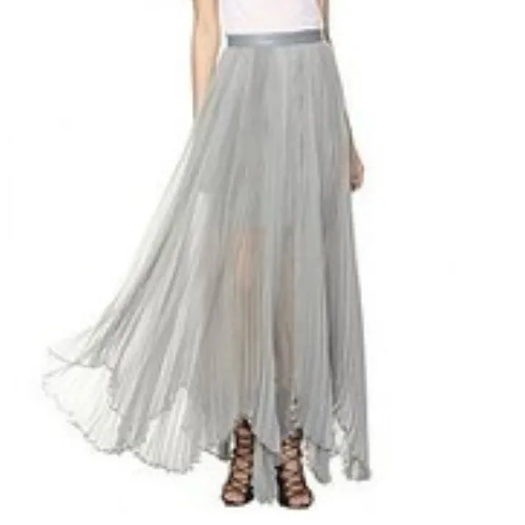 Alice   Olivia Ava Pleated Maxi Skirt 2 Gray