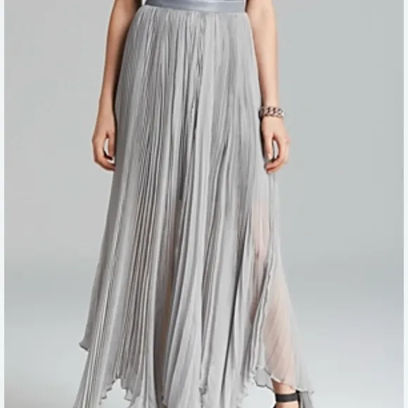 Alice   Olivia Ava Pleated Maxi Skirt 2 Gray
