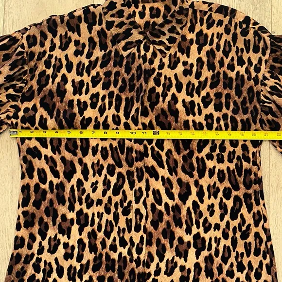 Alice   Olivia Jude Ruffle-Sleeve Leopard Shirtdress
