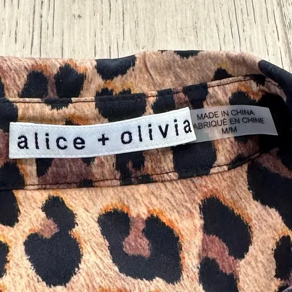 Alice   Olivia Jude Ruffle-Sleeve Leopard Shirtdress