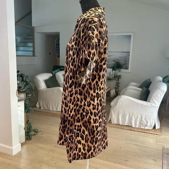 Alice   Olivia Jude Ruffle-Sleeve Leopard Shirtdress