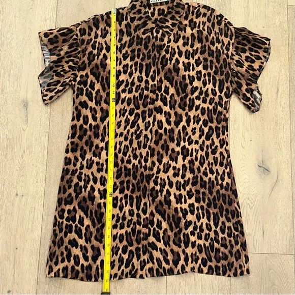 Alice   Olivia Jude Ruffle-Sleeve Leopard Shirtdress