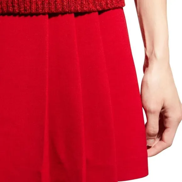 Alice   Olivia Semira Pleated Mini Skirt Deep Ruby Size 12