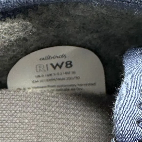Allbirds Risers Cotton Canvas Shoes Women's Size 8‎ Navy Sneakers Blue