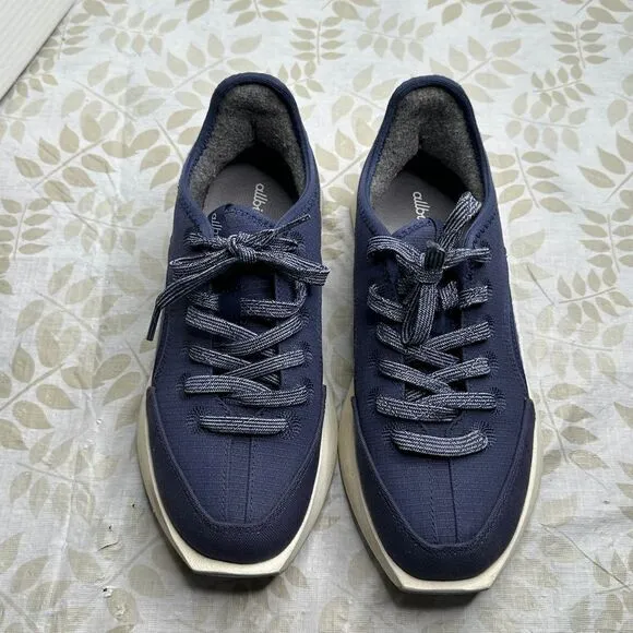 Allbirds Risers Cotton Canvas Shoes Women's Size 8‎ Navy Sneakers Blue