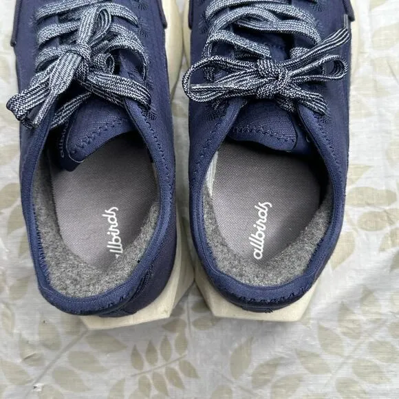 Allbirds Risers Cotton Canvas Shoes Women's Size 8‎ Navy Sneakers Blue