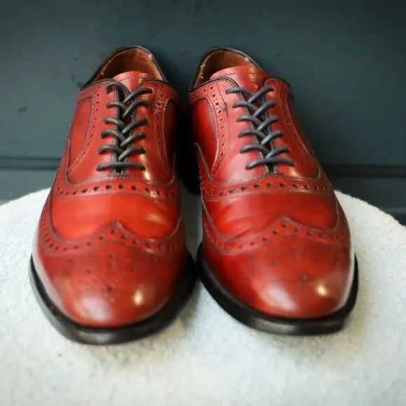 Allen Edmonds 10-AA McAllister Red Burgundy Wingtip Oxford Mens Dress Shoes