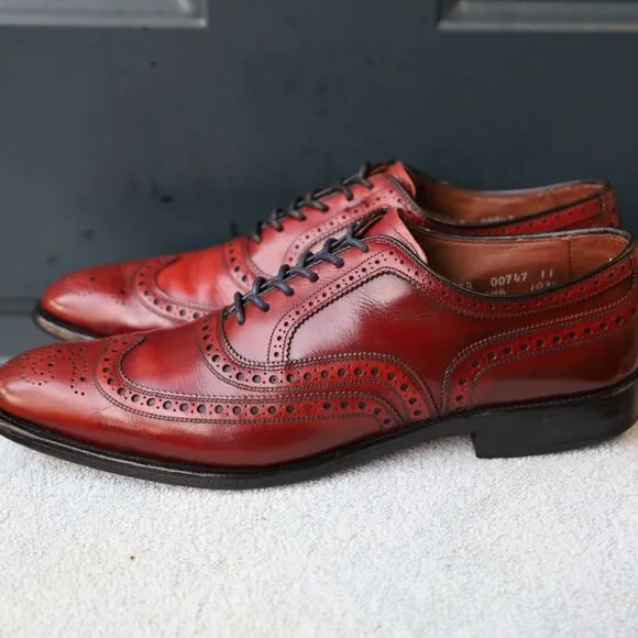Allen Edmonds 10-AA McAllister Red Burgundy Wingtip Oxford Mens Dress Shoes