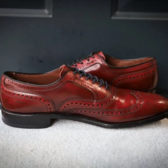Allen Edmonds 10-AA McAllister Red Burgundy Wingtip Oxford Mens Dress Shoes
