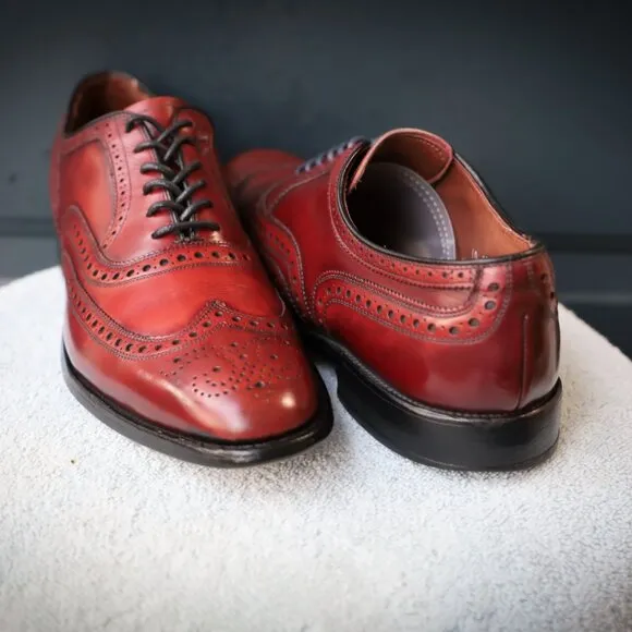 Allen Edmonds 10-AA McAllister Red Burgundy Wingtip Oxford Mens Dress Shoes