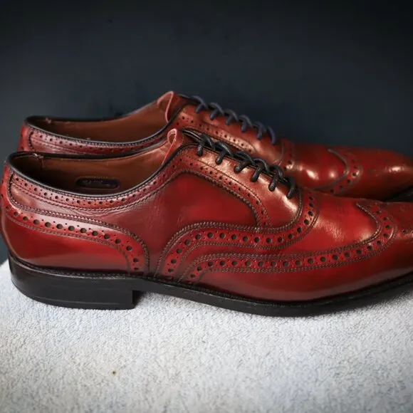Allen Edmonds 10-AA McAllister Red Burgundy Wingtip Oxford Mens Dress Shoes