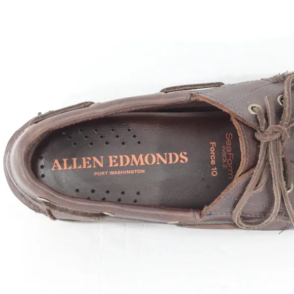 Allen Edmonds Boat Shoe Men Brown Leather Moccasin sz 9.5 Force 10