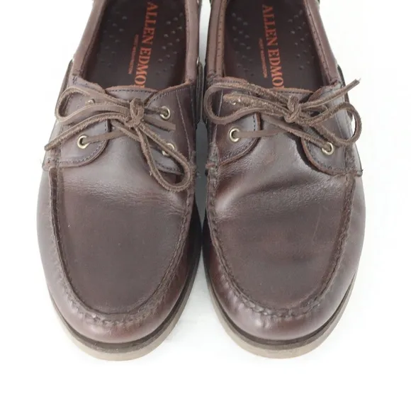 Allen Edmonds Boat Shoe Men Brown Leather Moccasin sz 9.5 Force 10