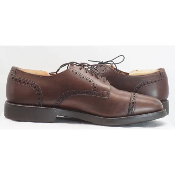 Allen Edmonds Brown 8.5 D Benton Captoe Oxford Shoes Vibram Soles EUC