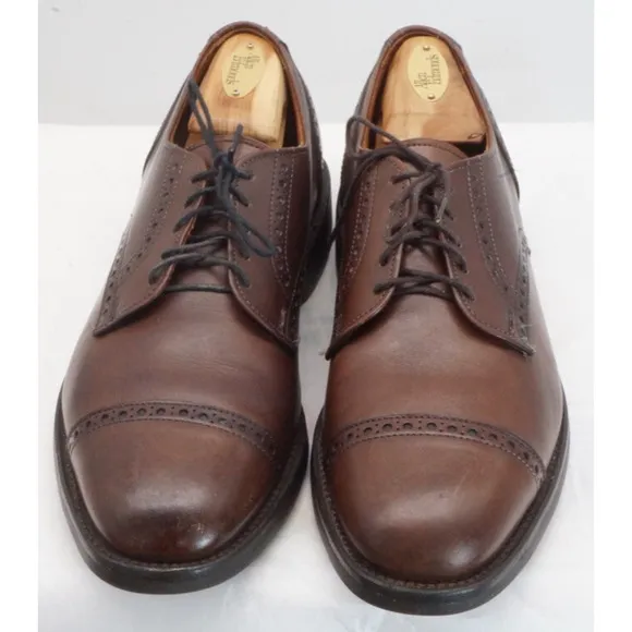 Allen Edmonds Brown 8.5 D Benton Captoe Oxford Shoes Vibram Soles EUC