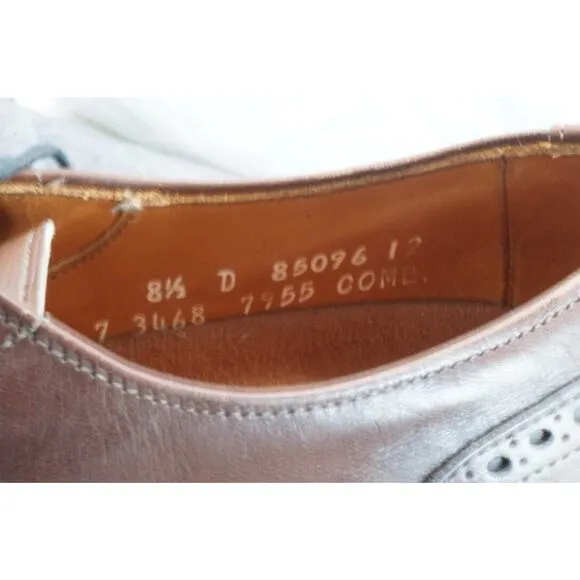 Allen Edmonds Brown 8.5 D Benton Captoe Oxford Shoes Vibram Soles EUC