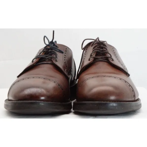 Allen Edmonds Brown 8.5 D Benton Captoe Oxford Shoes Vibram Soles EUC