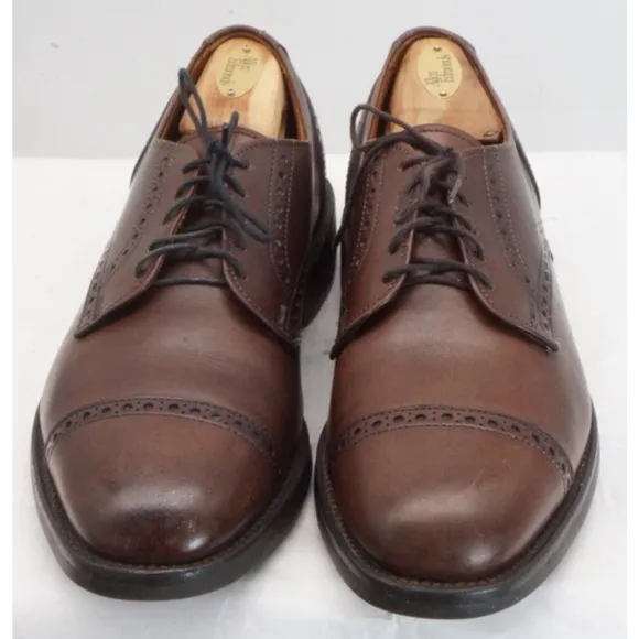 Allen Edmonds Brown 8.5 D Benton Captoe Oxford Shoes Vibram Soles EUC