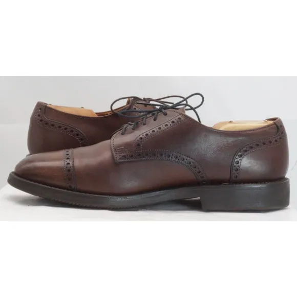 Allen Edmonds Brown 8.5 D Benton Captoe Oxford Shoes Vibram Soles EUC