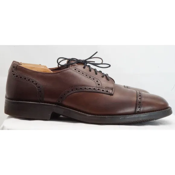 Allen Edmonds Brown 8.5 D Benton Captoe Oxford Shoes Vibram Soles EUC