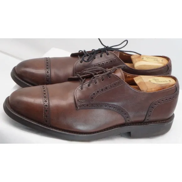 Allen Edmonds Brown 8.5 D Benton Captoe Oxford Shoes Vibram Soles EUC
