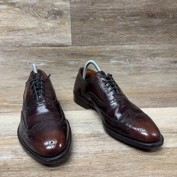 Allen Edmonds Cordovan Wright Burgundy Brown Leather Wingtips Men's Size 9