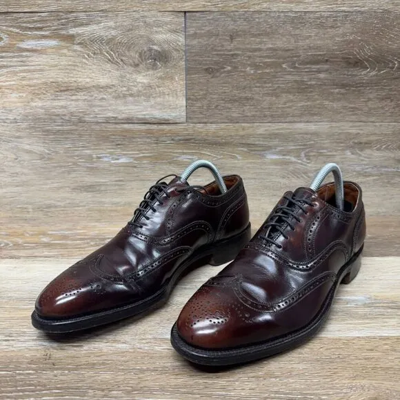 Allen Edmonds Cordovan Wright Burgundy Brown Leather Wingtips Men's Size 9