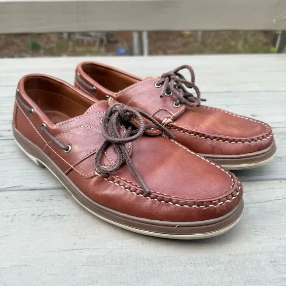 Allen Edmonds Eastport Boat Shoes in Chestnut Brown Leathers size 12 B