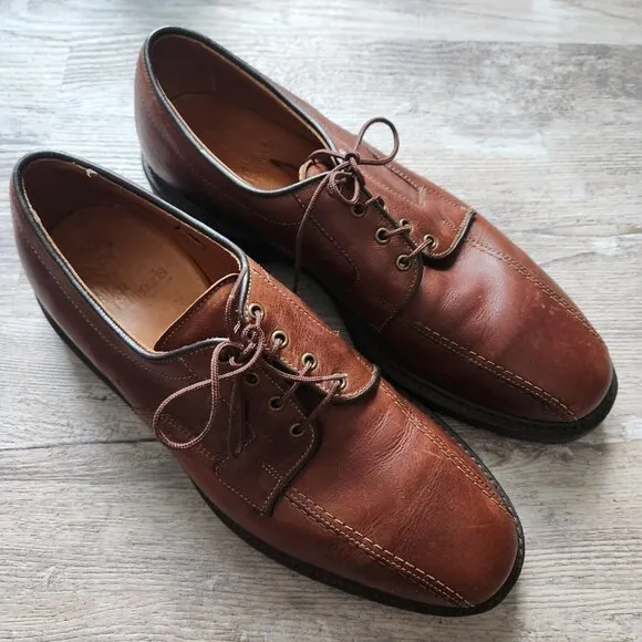 Allen Edmonds Mapleton Brown Leather Bicycle Toe Blucher Shoes Mens Size 9.5 B