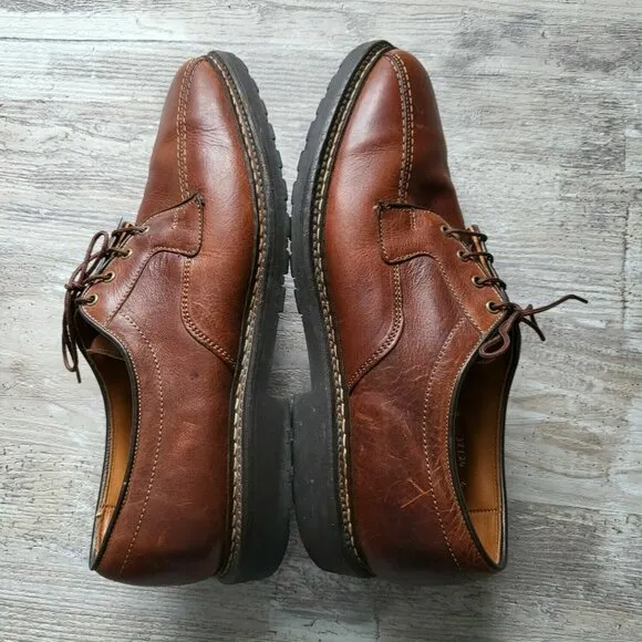 Allen Edmonds Mapleton Brown Leather Bicycle Toe Blucher Shoes Mens Size 9.5 B