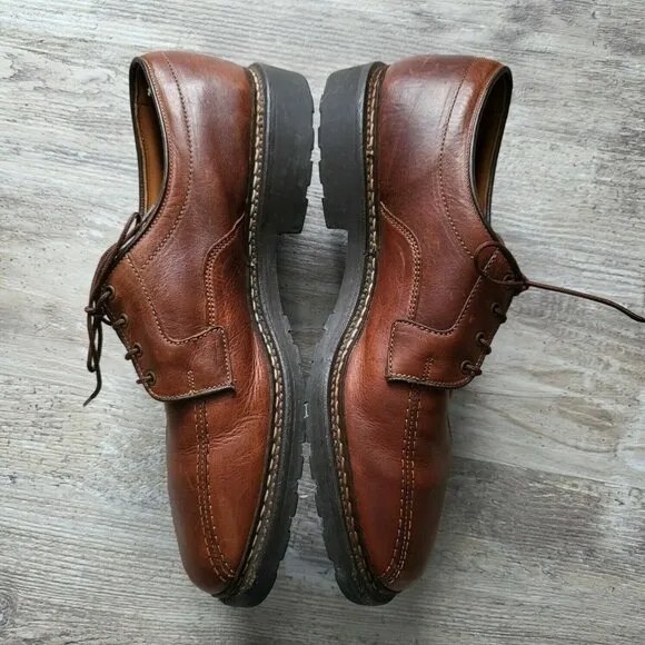 Allen Edmonds Mapleton Brown Leather Bicycle Toe Blucher Shoes Mens Size 9.5 B