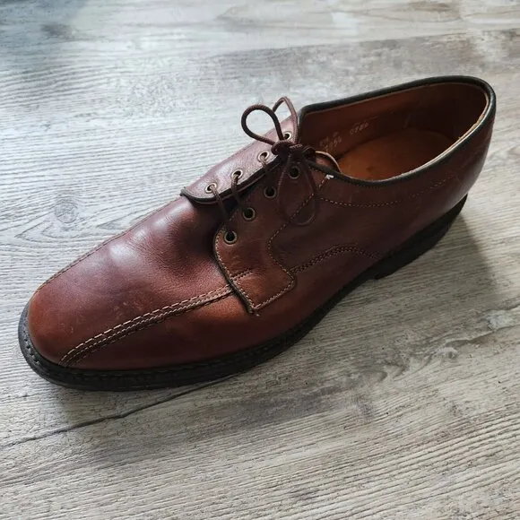 Allen Edmonds Mapleton Brown Leather Bicycle Toe Blucher Shoes Mens Size 9.5 B