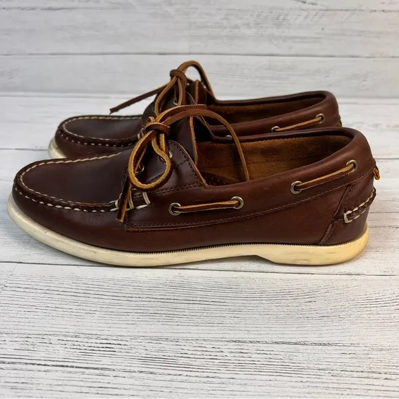 Allen Edmonds Maritime Boat Shoes Men 6.5 Dark Brown Leather Casual Loafer Style