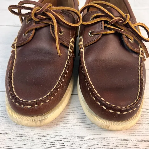 Allen Edmonds Maritime Boat Shoes Men 6.5 Dark Brown Leather Casual Loafer Style