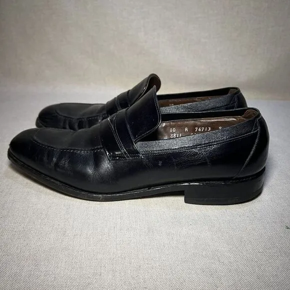 Allen Edmonds Men's 10 A Black Leather Penny Loafers Slip On Dress Shoes