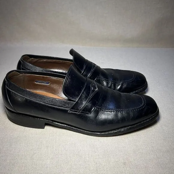 Allen Edmonds Men's 10 A Black Leather Penny Loafers Slip On Dress Shoes