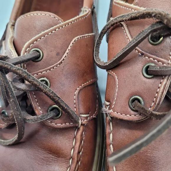 Allen Edmonds Men's Brown Port Washington Eastport Leather Boat Shoes Size 9.5D