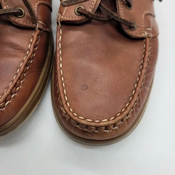 Allen Edmonds Men's Brown Port Washington Eastport Leather Boat Shoes Size 9.5D